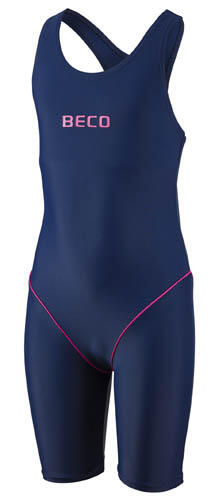Beco meisjes badpak lang donkerblauw/roze