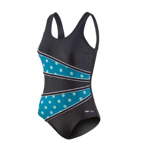 Beco Maillot de bain D-cup noir à motifs turquoise, taille 44