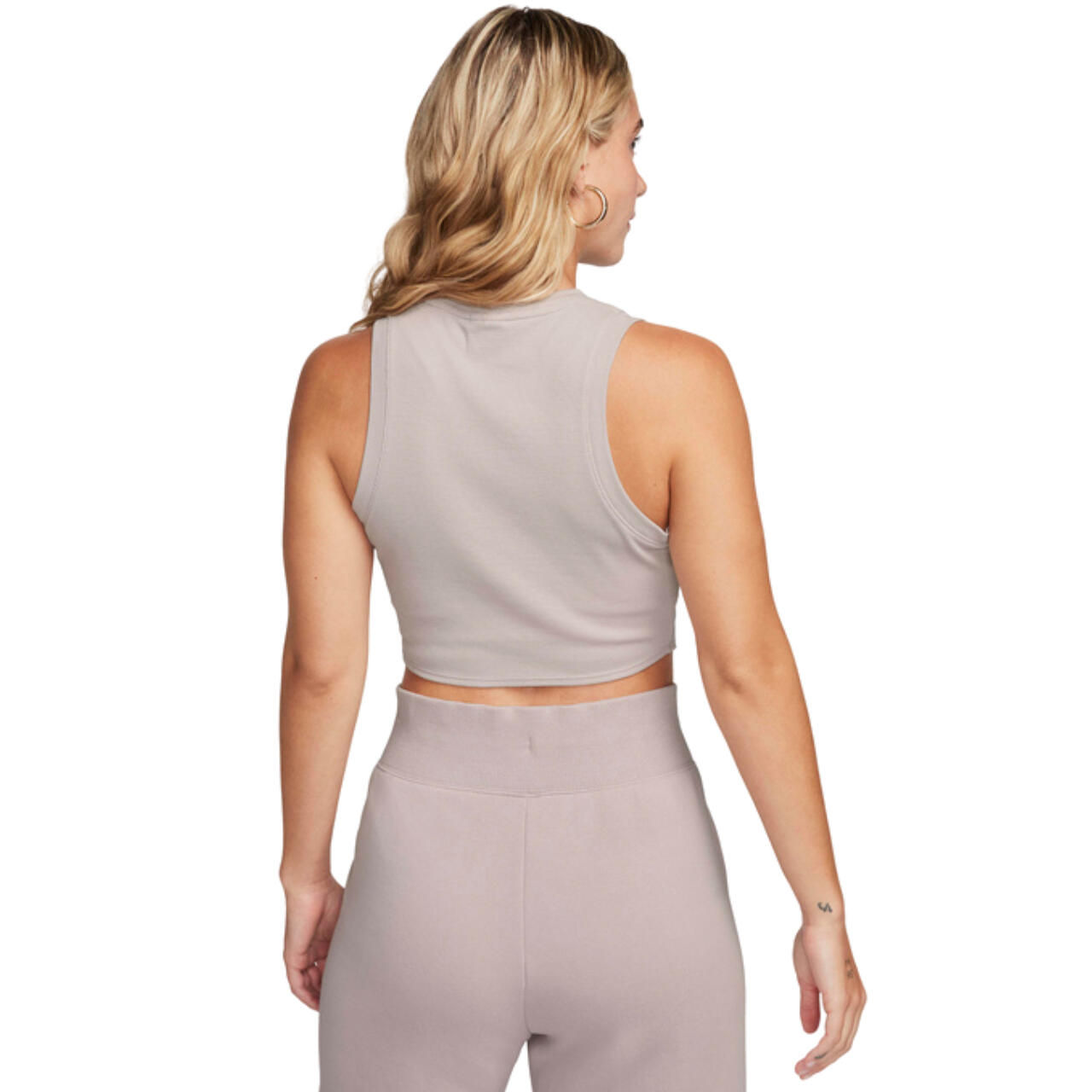 Maglietta crop Nike per donna, beige, vestibilità comoda, maniche corte 2/5