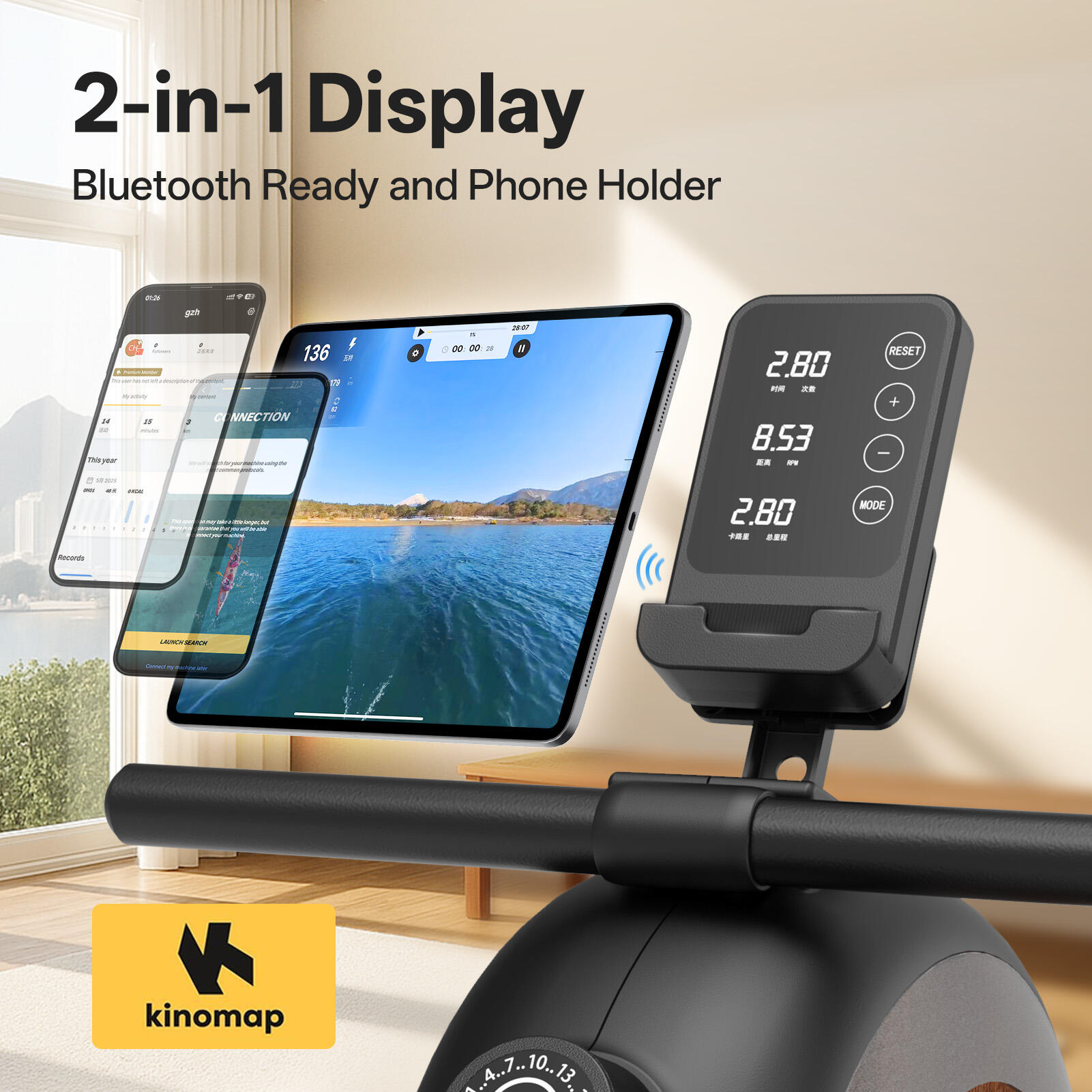 MR20HB Magnetische Roeitrainer, 16 Weerstandsniveaus met Bluetooth-functie 7/7