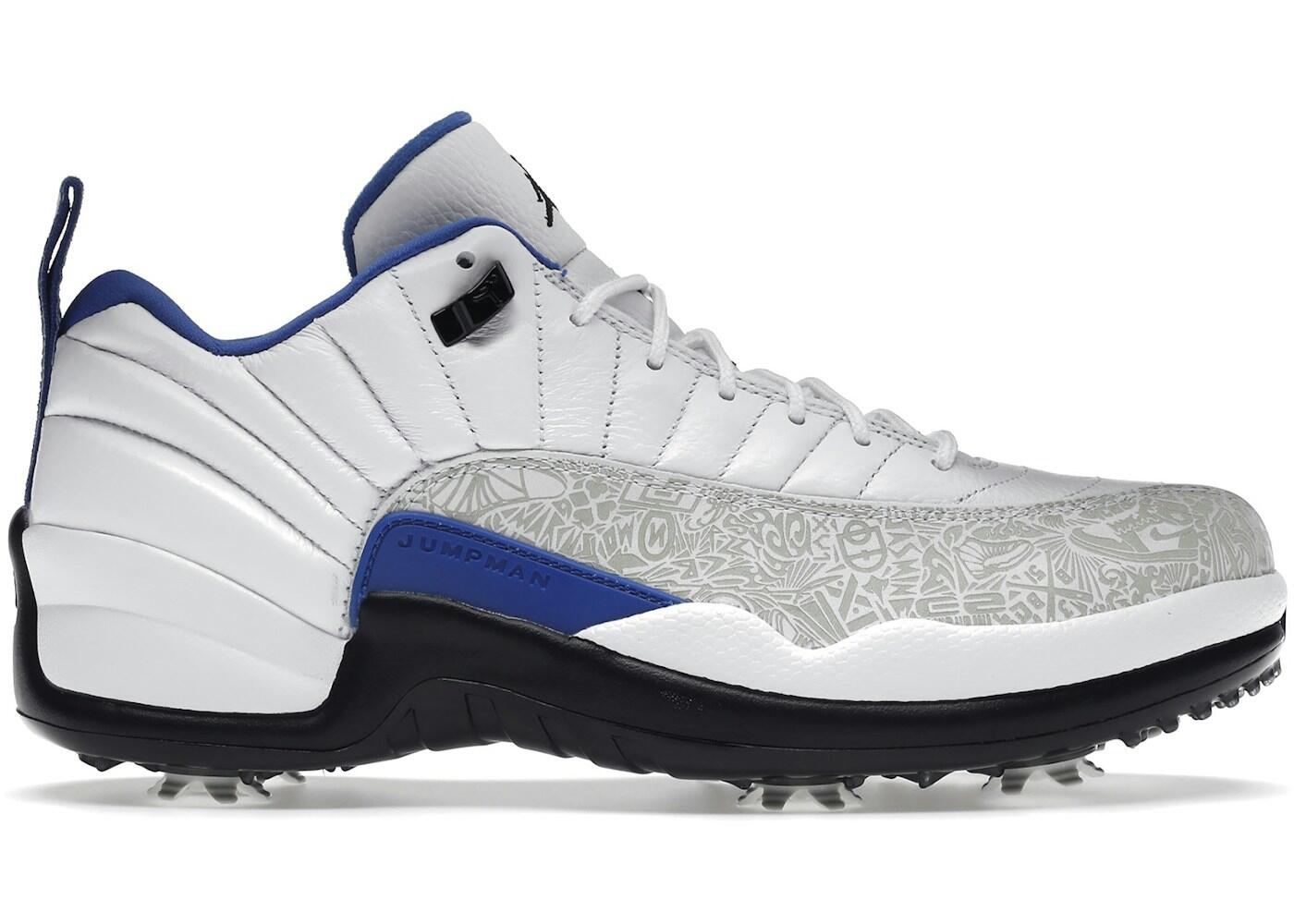 Scarpe - Golf - Uomo - Jordan 12 Low - Pelle, laser - Bianco/Game Royal 2/3