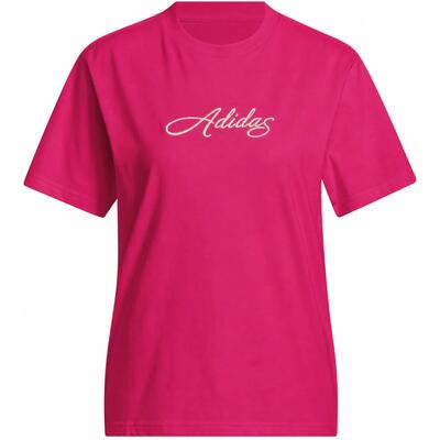Adidas dames t-shirt 100% katoen, regular fit, korte mouwen, roze