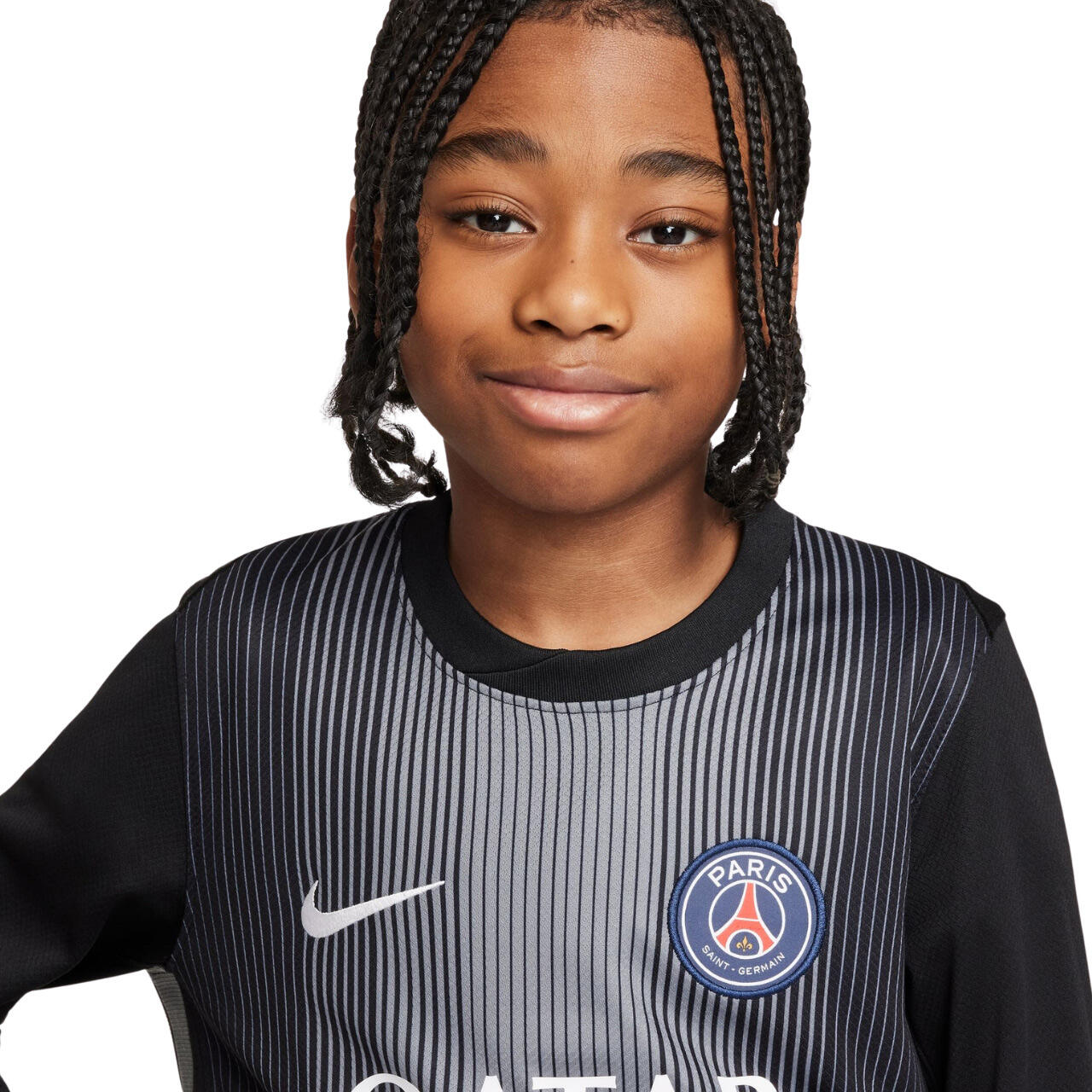 Nike PSG keeperstrui 2025/26 kinder Dri-FIT, zwart, lange mouwen 5/7