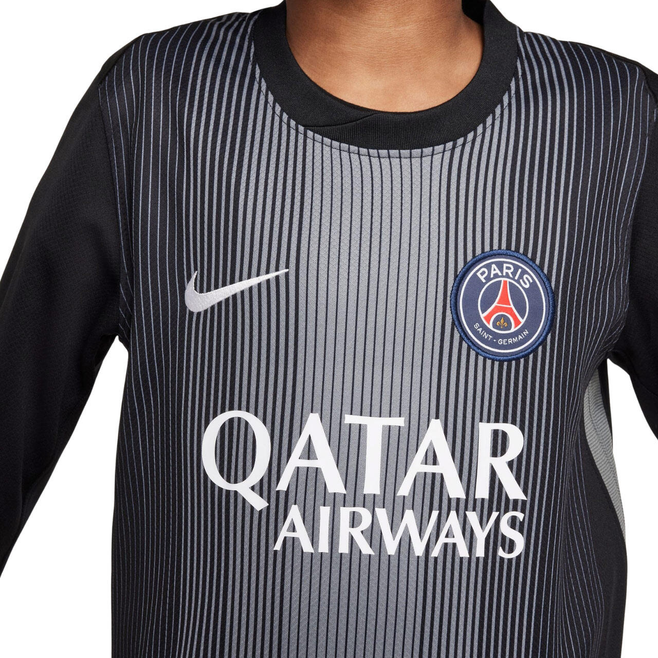 Nike PSG keeperstrui 2025/26 kinder Dri-FIT, zwart, lange mouwen 6/7