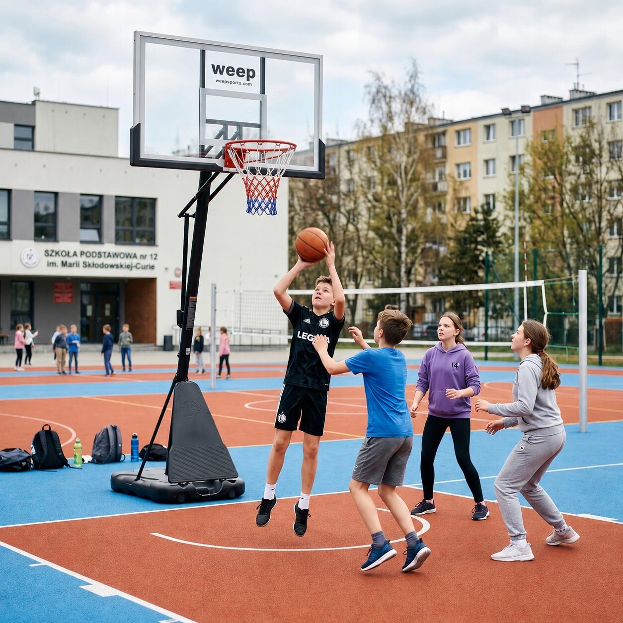 Zestaw Do Koszykówki Kosz Weep M024 Regulowany Rączką 230–305 cm Profesjonalny 5/7