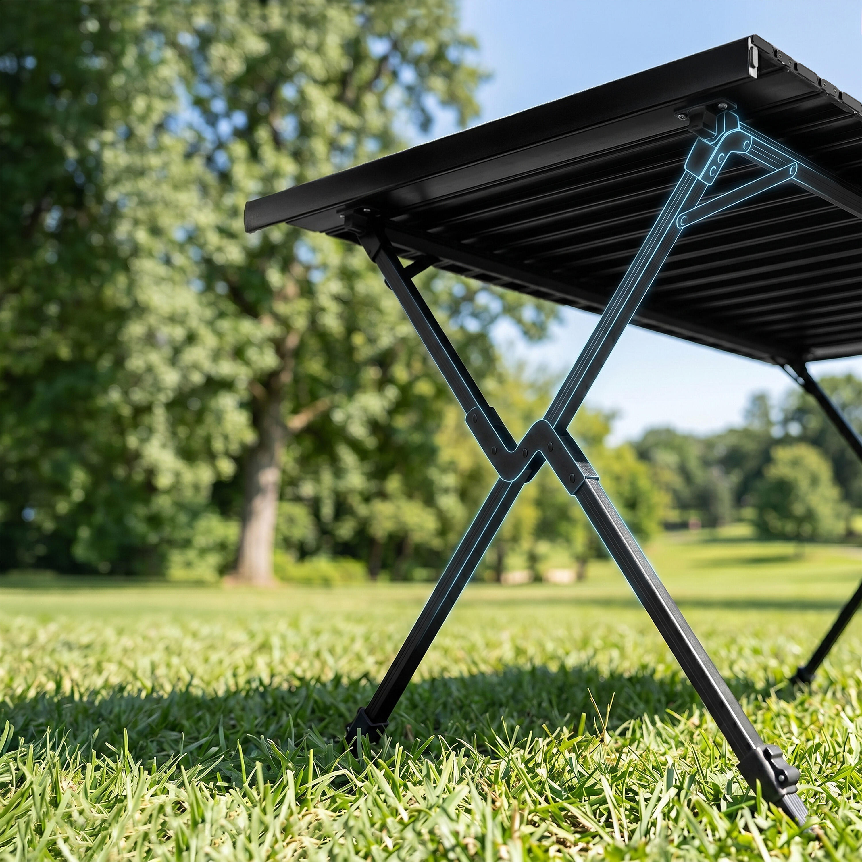 Table de camping pliante et réglable en hauteur en aluminium avec sac 3/7