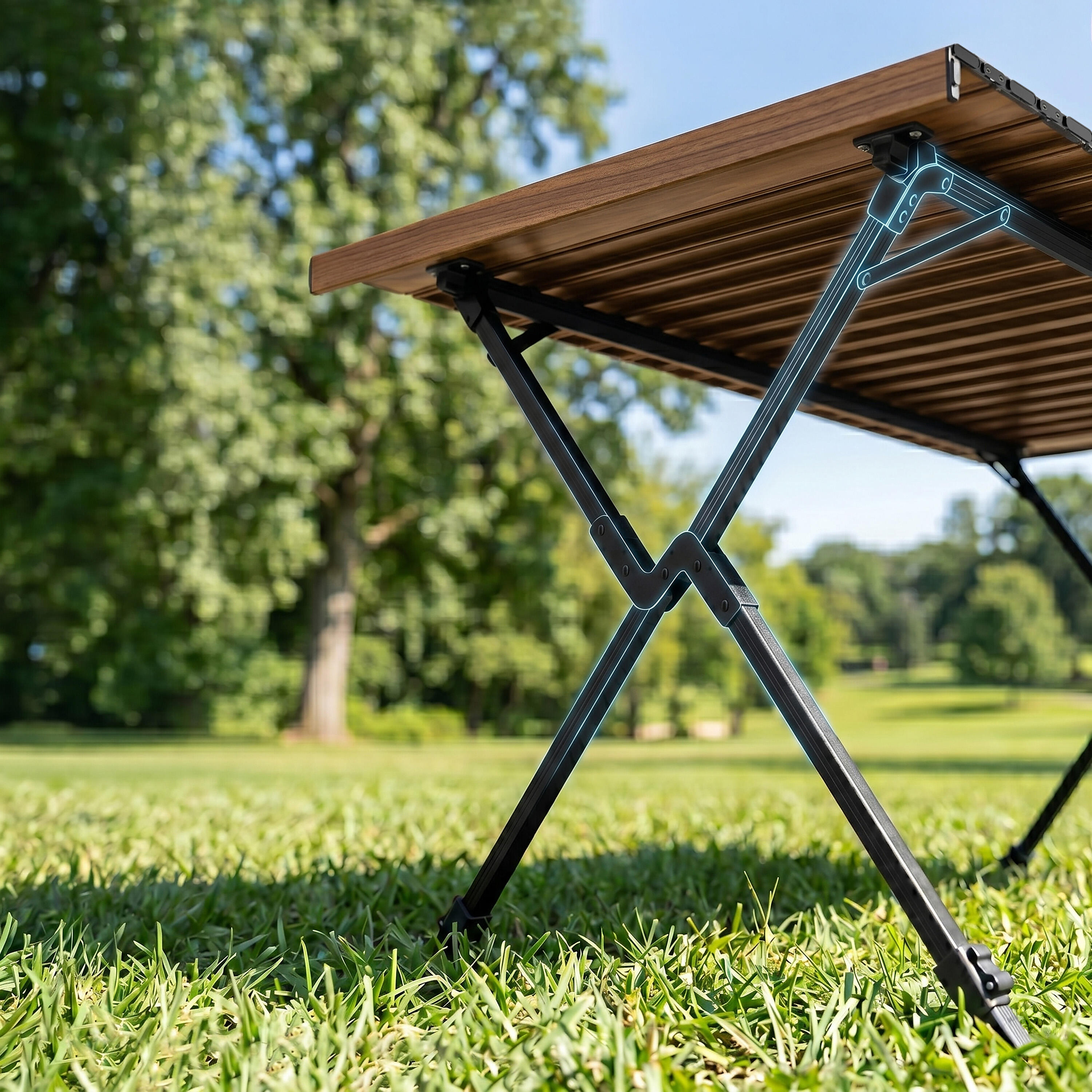 Table de camping pliante et réglable en hauteur en aluminium avec sac 3/7