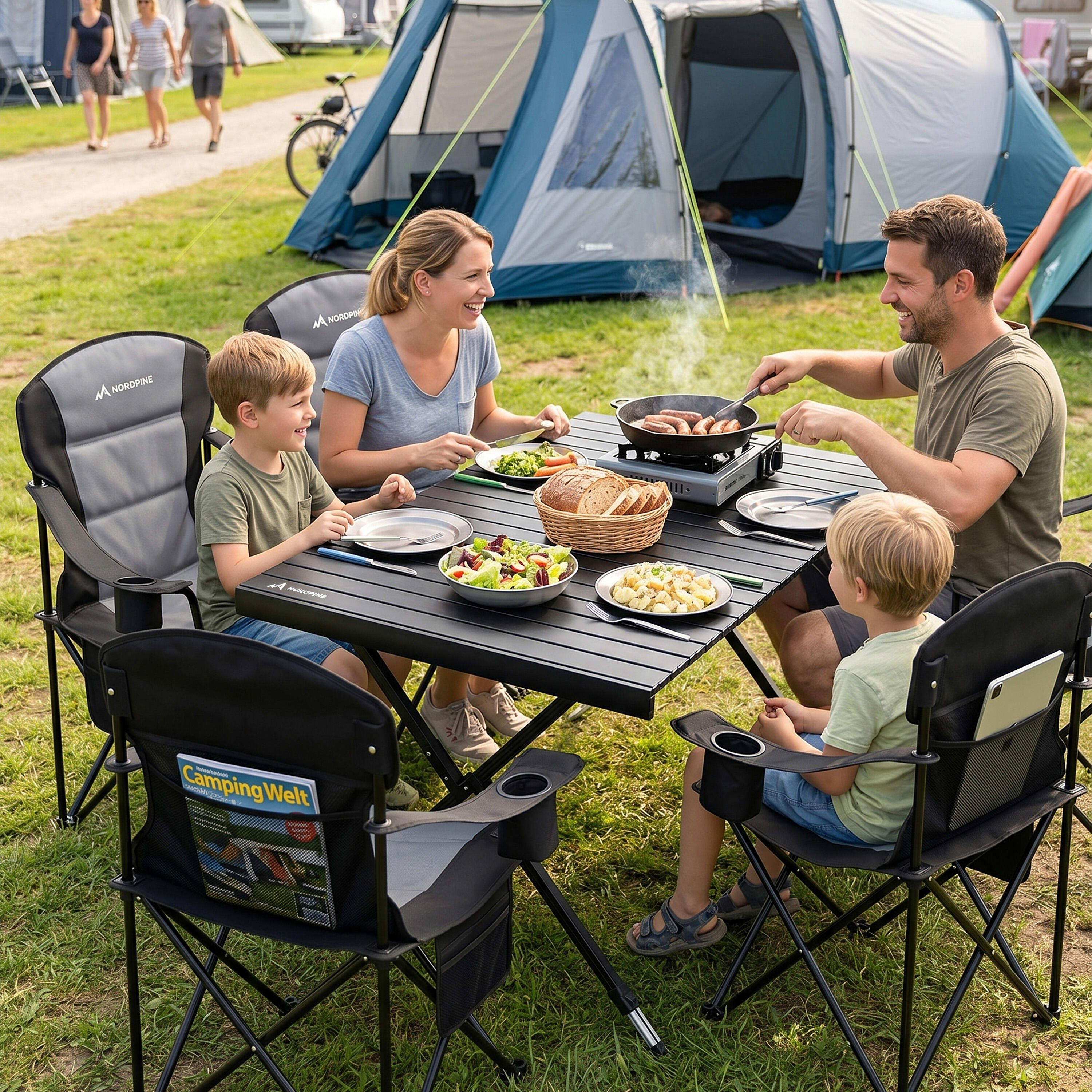 Table de camping pliante et réglable en hauteur en aluminium avec sac 7/7