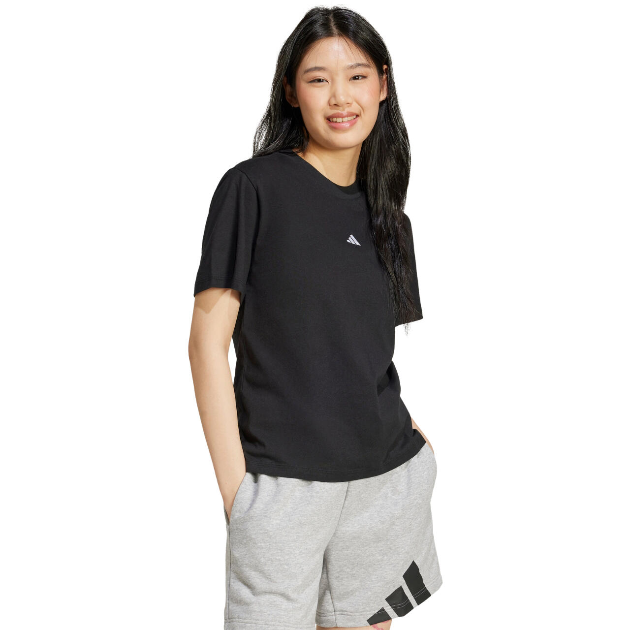 ADIDAS dames T-shirt 100% katoen, kortarmig, Classic Fit, klein logo 4/8
