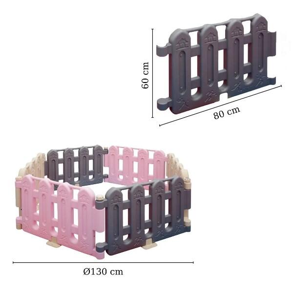 Recinto modulare per bambini Primavera grigio-rosa 2/2