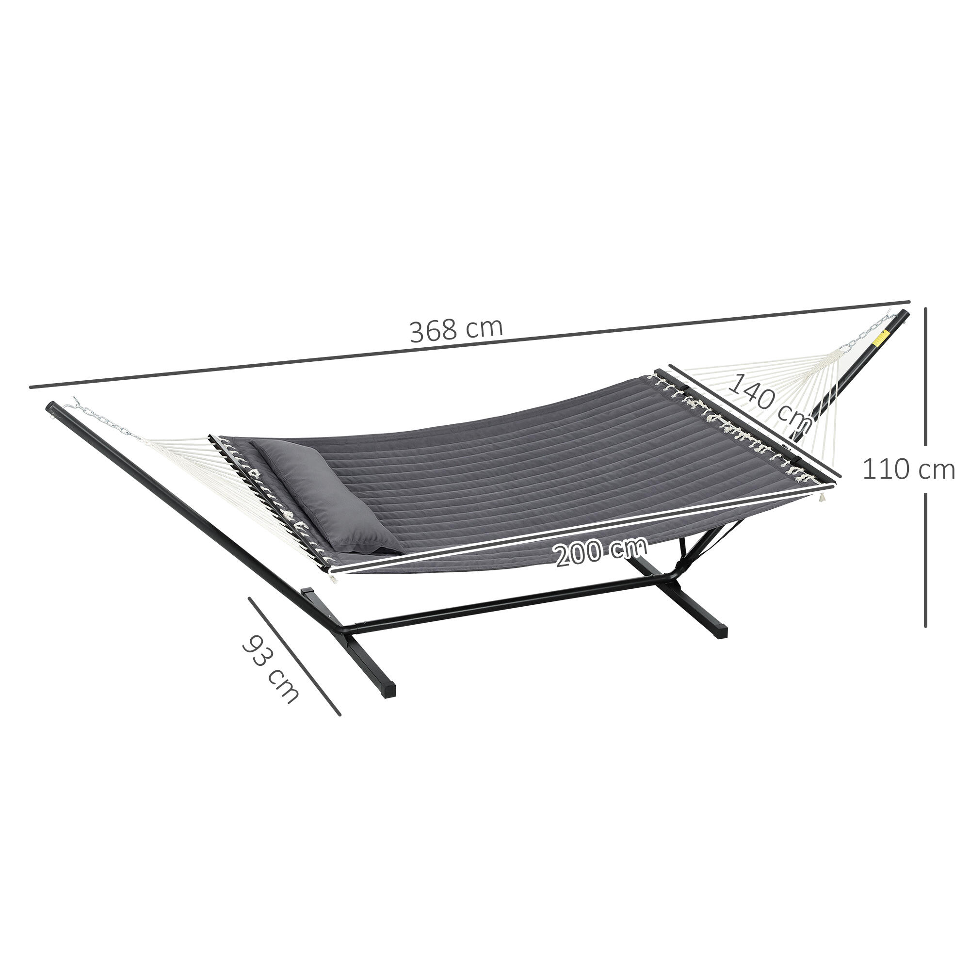Outsunny Amaca da Esterno Portatile con Cuscino Integrato Grigio Scuro 3/7