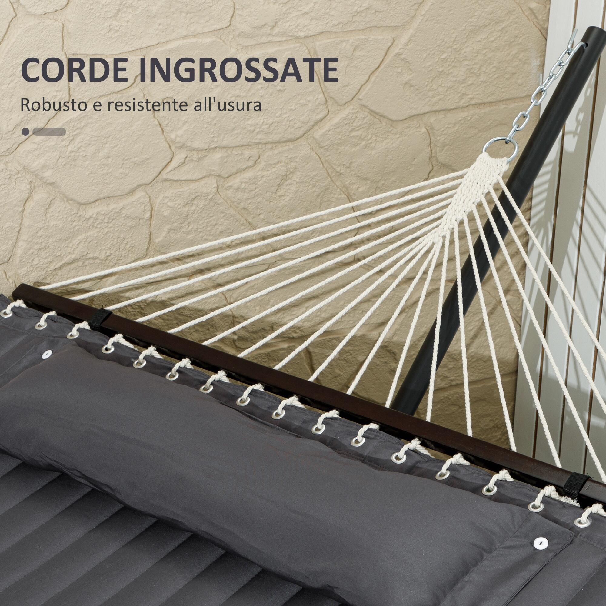 Outsunny Amaca da Esterno Portatile con Cuscino Integrato Grigio Scuro 7/7