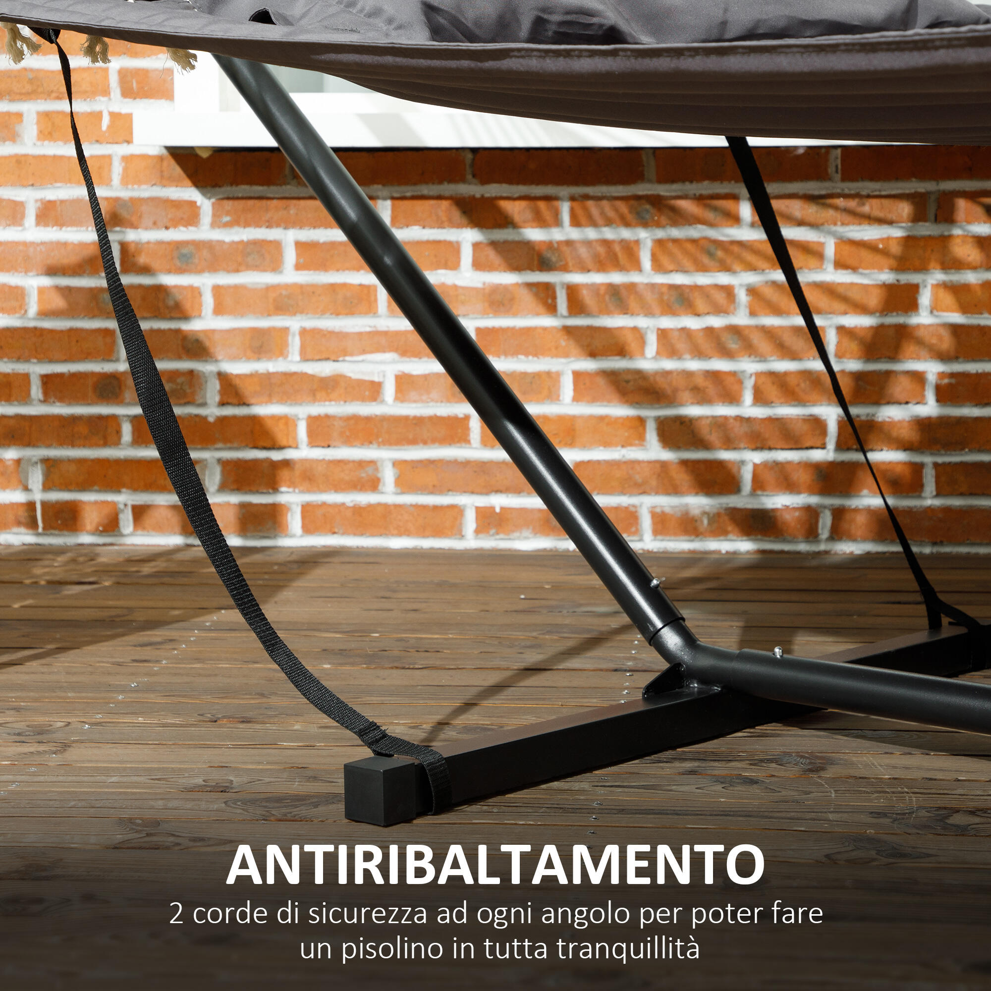 Outsunny Amaca da Esterno Portatile con Cuscino Integrato Grigio Scuro 5/7