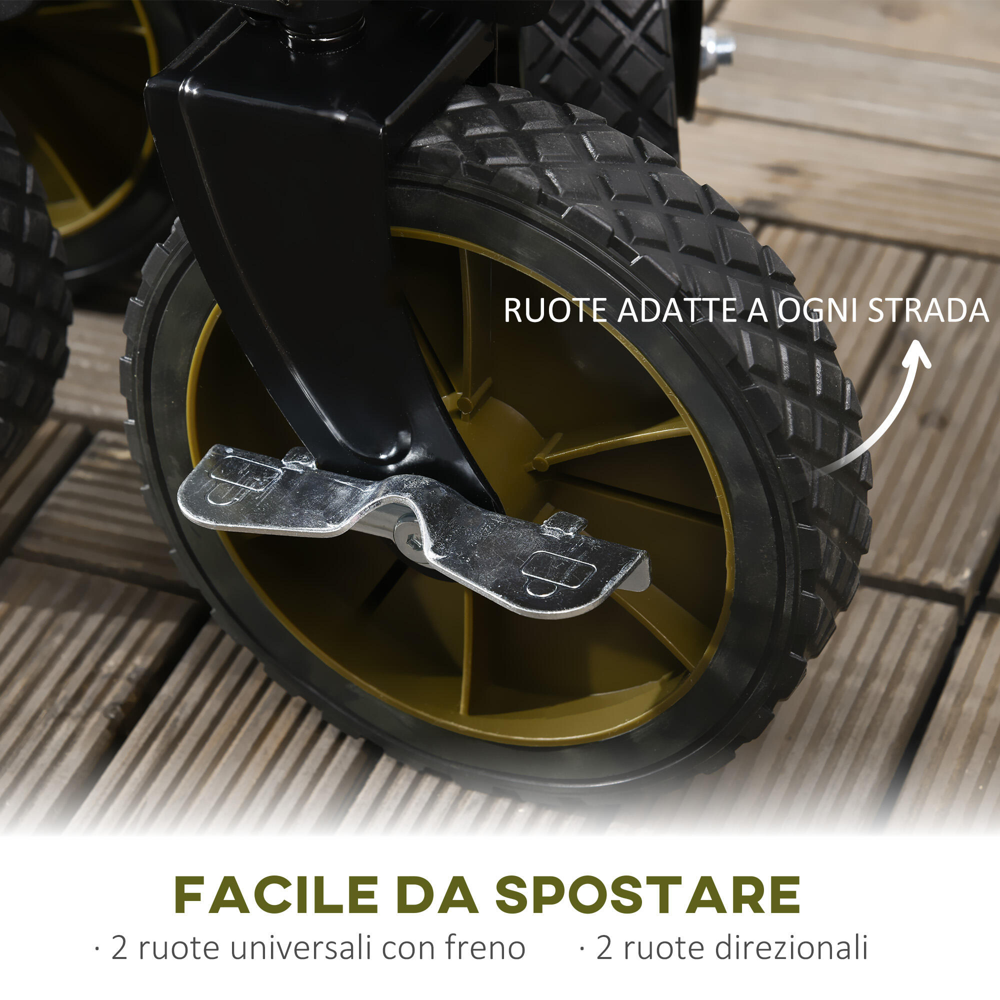 Outsunny Carrello da Esterno Pieghevole 125L con Maniglia e 5 Sacche Verde 6/7