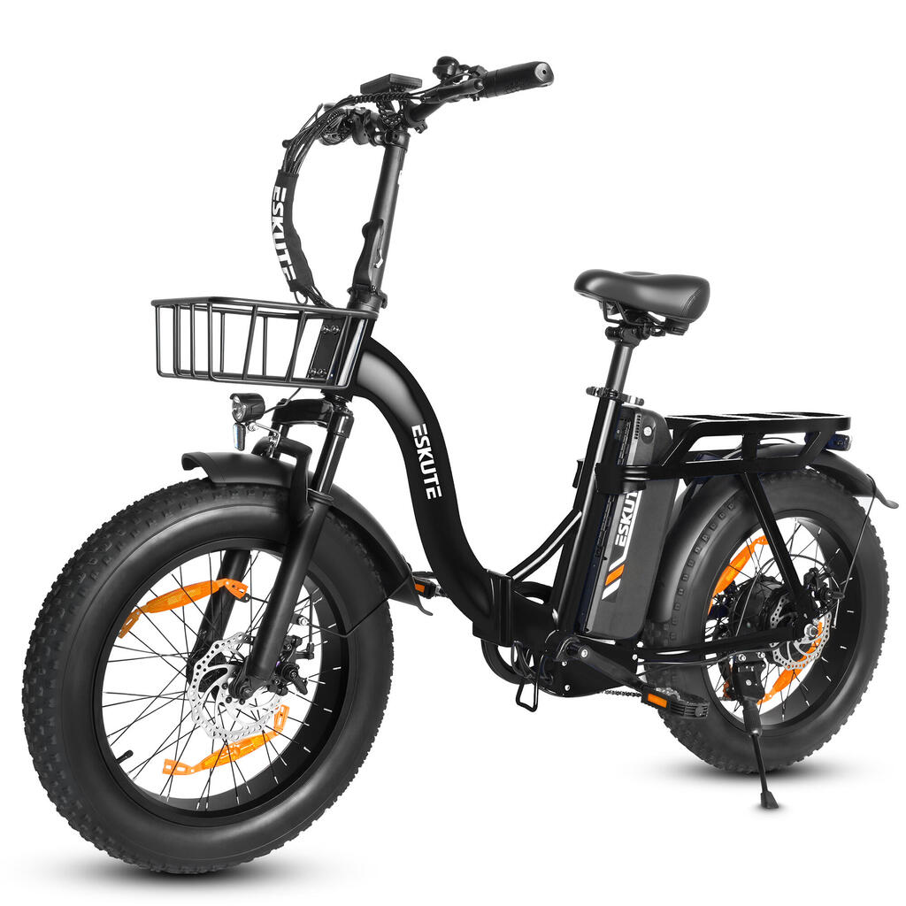 ESKUTE D202 Folding Electric Bike with front basket, 48V 20.8Ah Battery