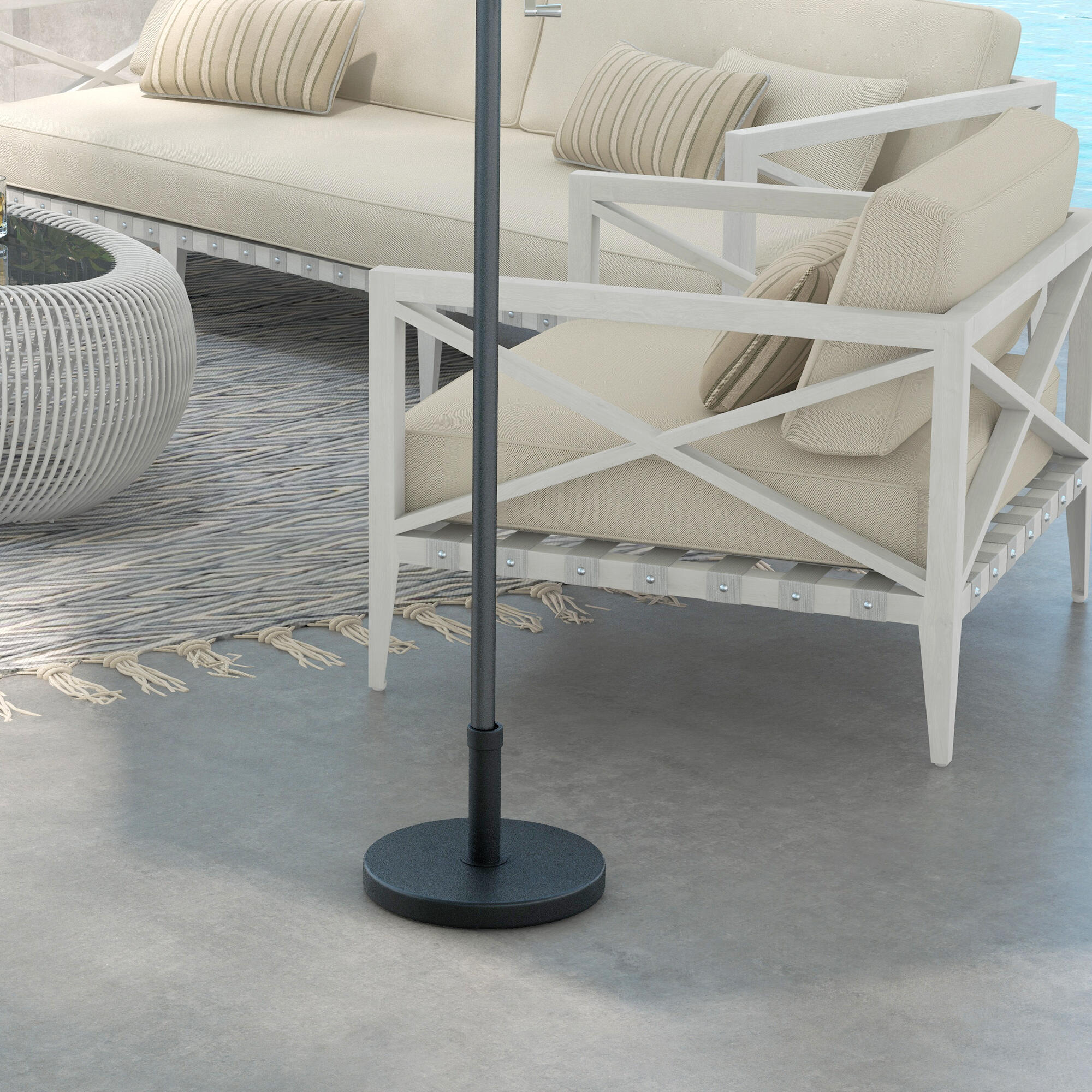 Outsunny Base per Ombrellone 15kg per Pali da Ø24-38mm in Plastica Ø46.5cm Nero 2/7