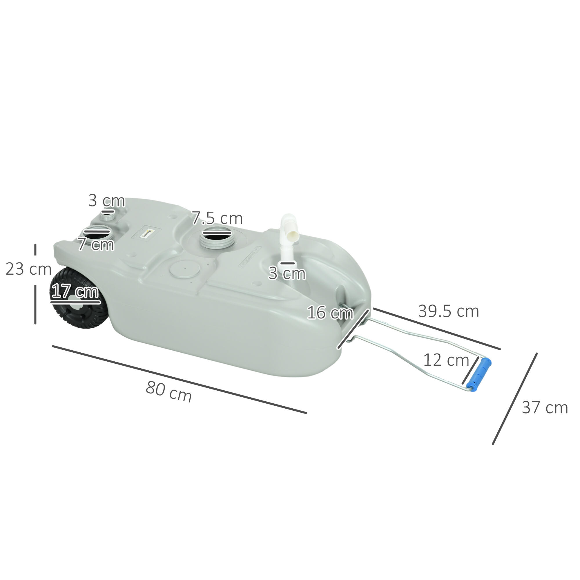 Outsunny Serbatoio per Acqua da Campeggio 40L Ruote e Maniglia Regolabile Grigio 3/7