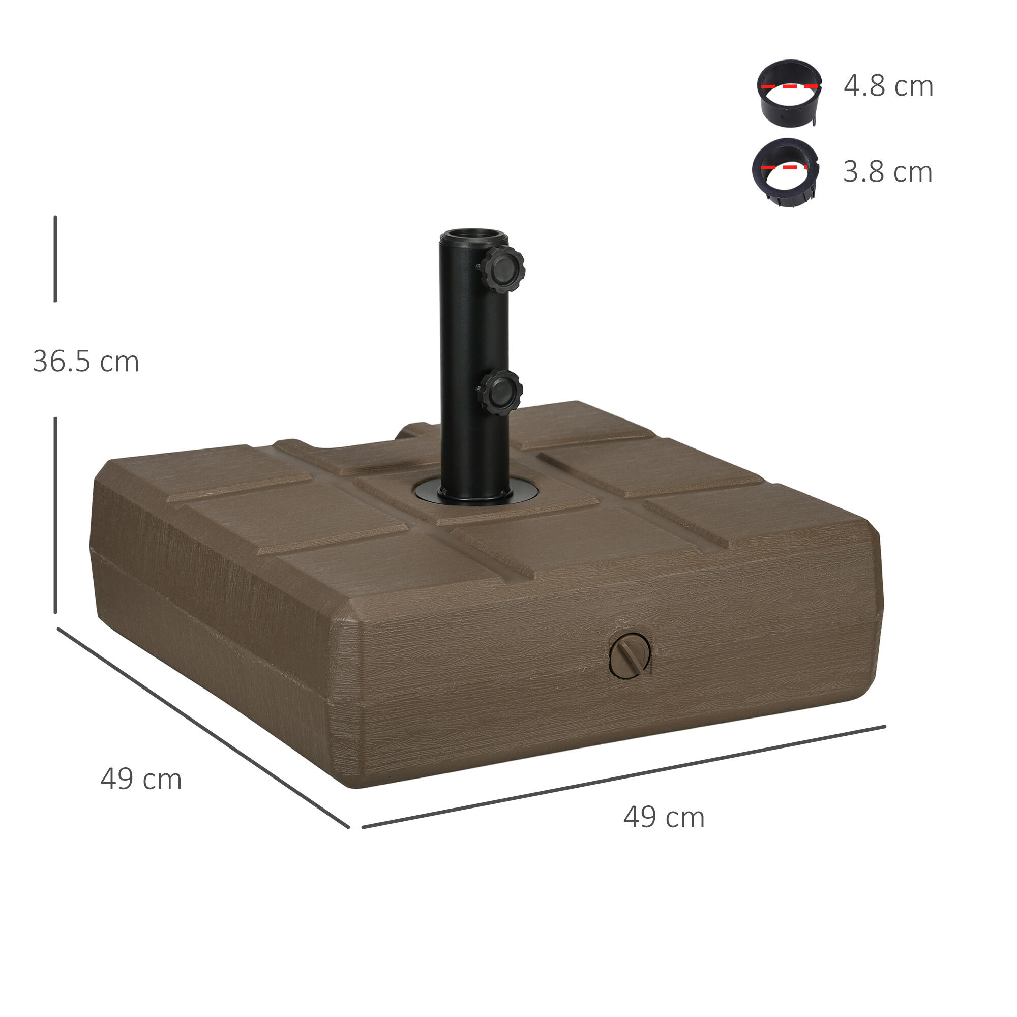 Outsunny Base Ombrellone da Esterno Riempibile in HDPE con Maniglia Marrone 3/7