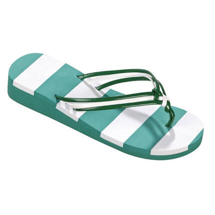 Chanclas Beco mujer verde/blanco con tacón alto y tira trenzada