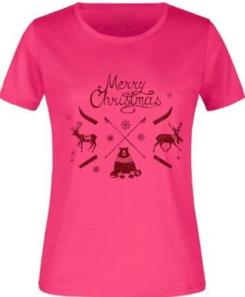 Damen-T-Shirt James & Nicholson Christmas, Baumwolle 180 g/m2