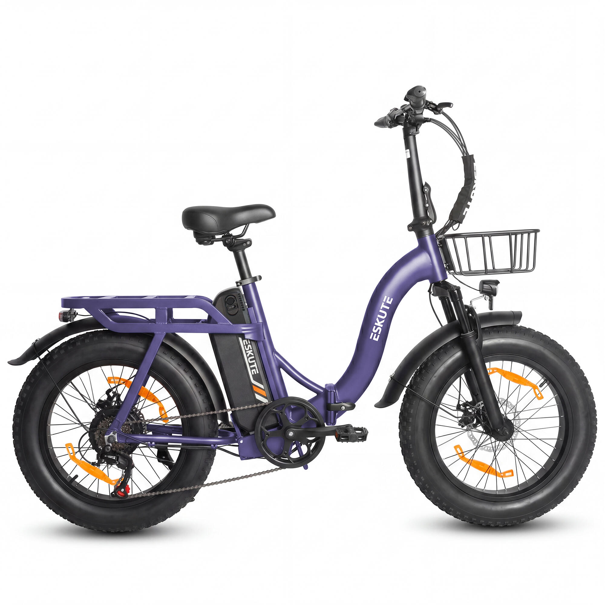 Bicicletta elettrica ESKUTE D202 con cestino anteriore, batteria da 48V 20.8Ah 3/4