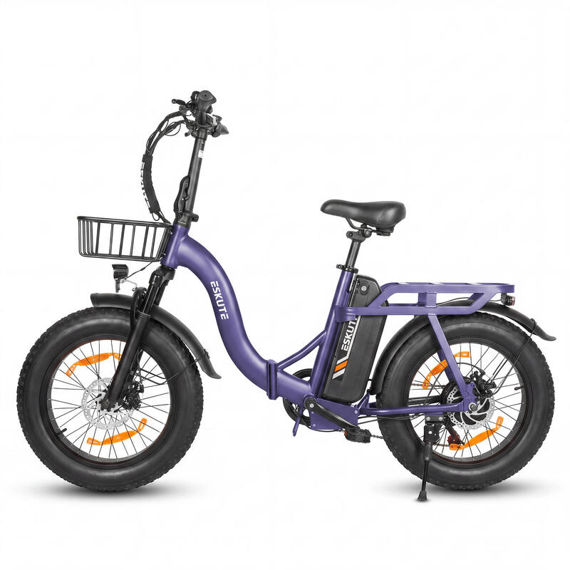 ESKUTE D202 Bicicletă pliabilă fat bike cu coș frontal, baterie de 48V 20.8 Ah