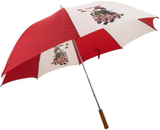 Ombrello da golf grande rosso-bianco 125 cm.