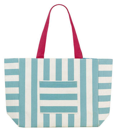 Sac de plage Beco en toile, rayé aqua