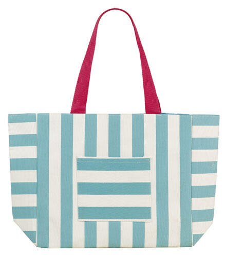 Sac de plage Beco en toile, rayé aqua