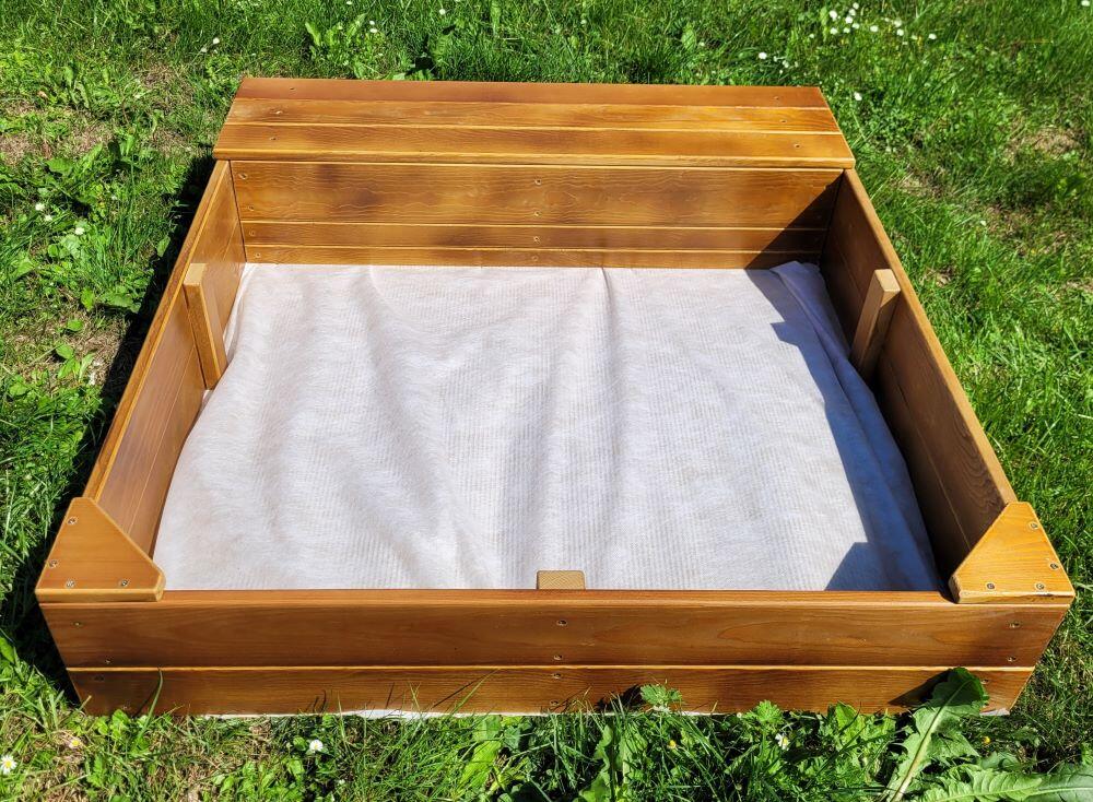 Sandkasten Mit Staufach Braun 3/7