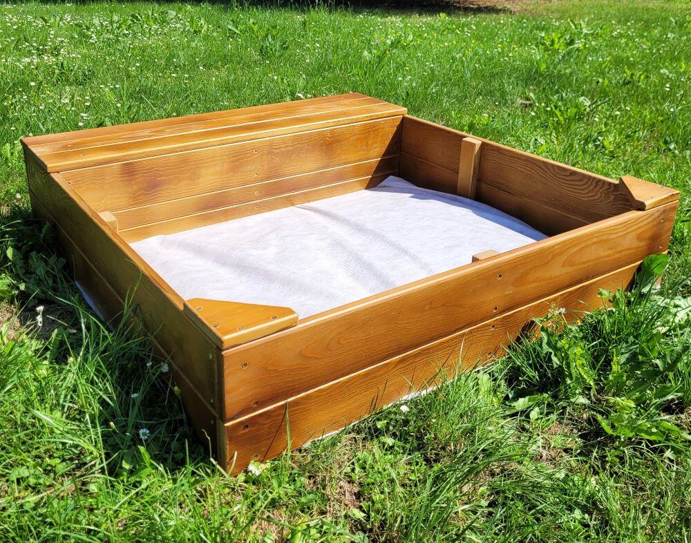 Sandkasten Mit Staufach Braun 4/7