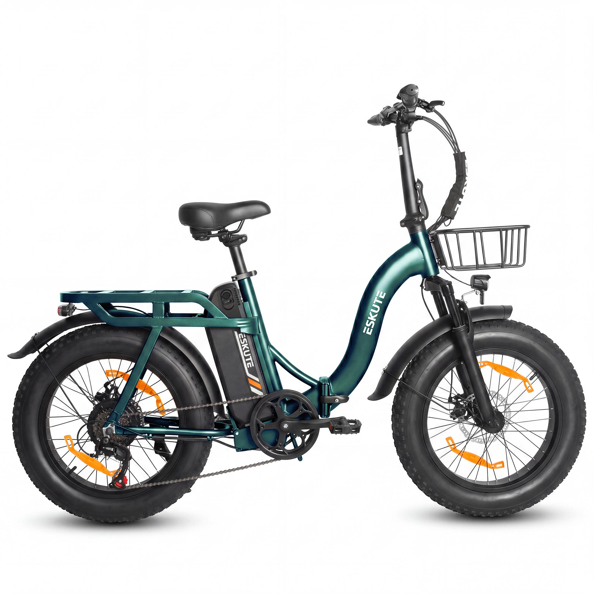 ESKUTE D202 Fat Bike pieghevole con cestino anteriore, batteria da 48V 20.8 Ah 2/4