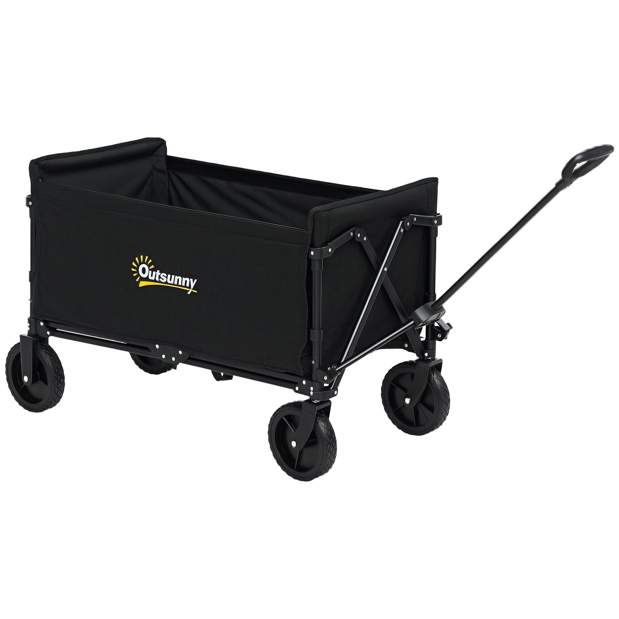 Outsunny Carrello da Esterno da 120L Pieghevole 90x48x62 cm Nero 1/7