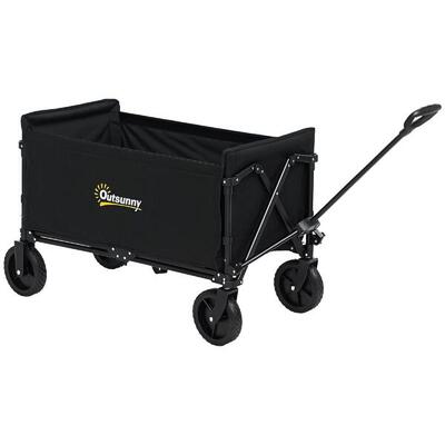 Outsunny Carrello da Esterno da 120L Pieghevole 90x48x62 cm Nero
