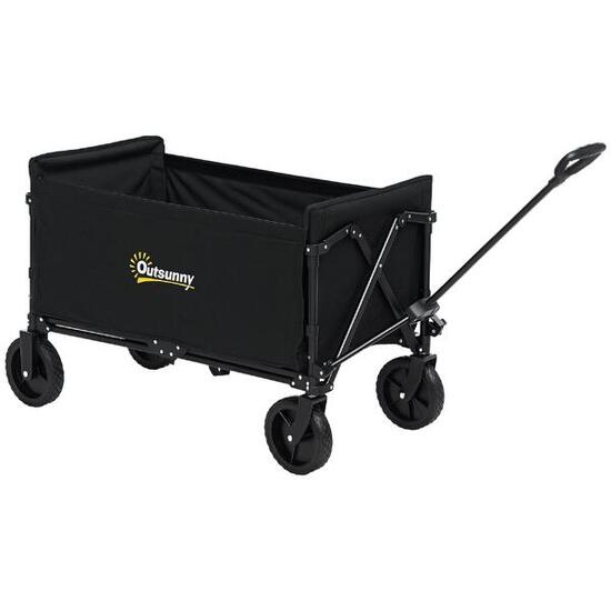 Outsunny Carrello da Esterno da 120L Pieghevole 90x48x62 cm Nero