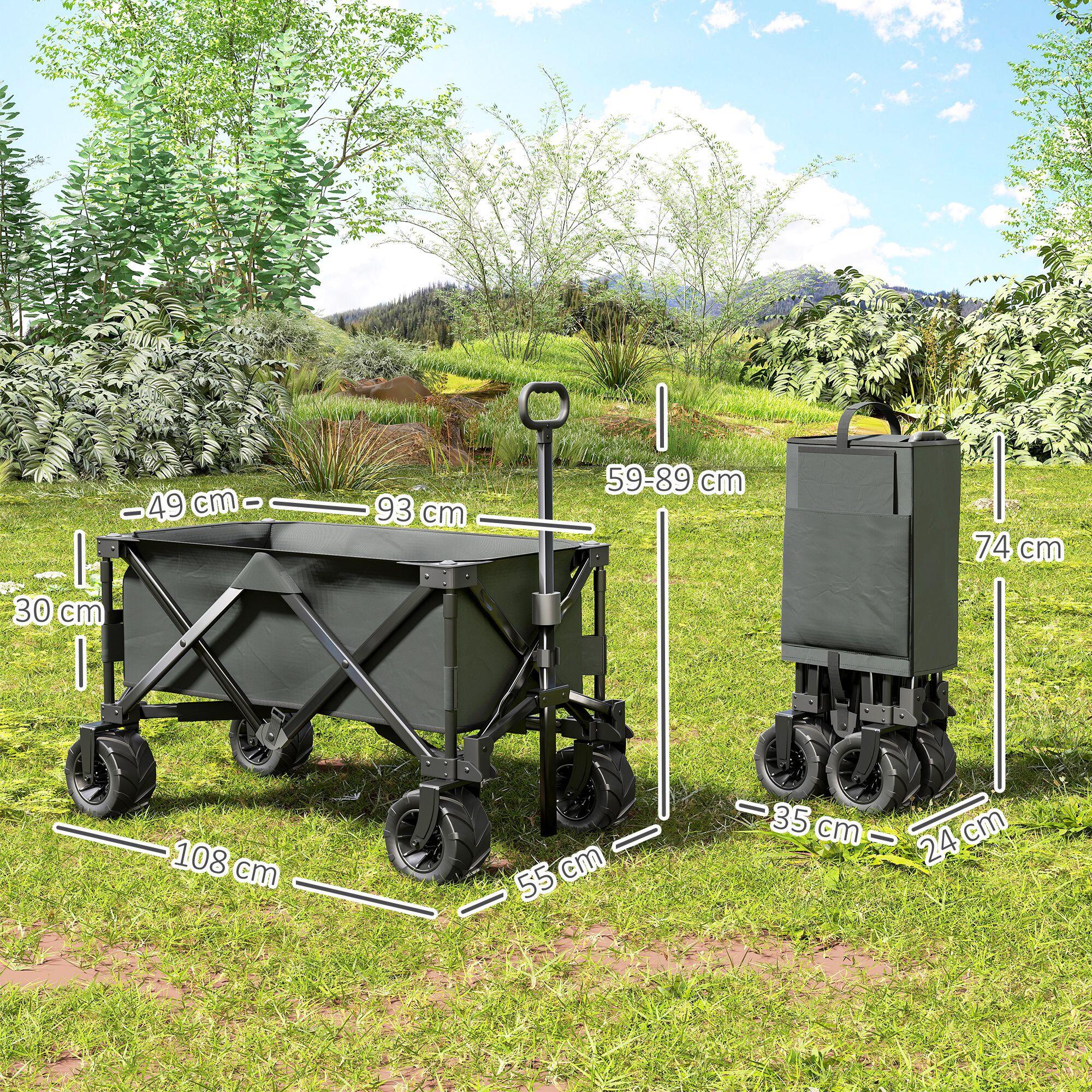 Outsunny Carrello da Esterno max 70kg con Maniglia Telescopica Grigio 3/7