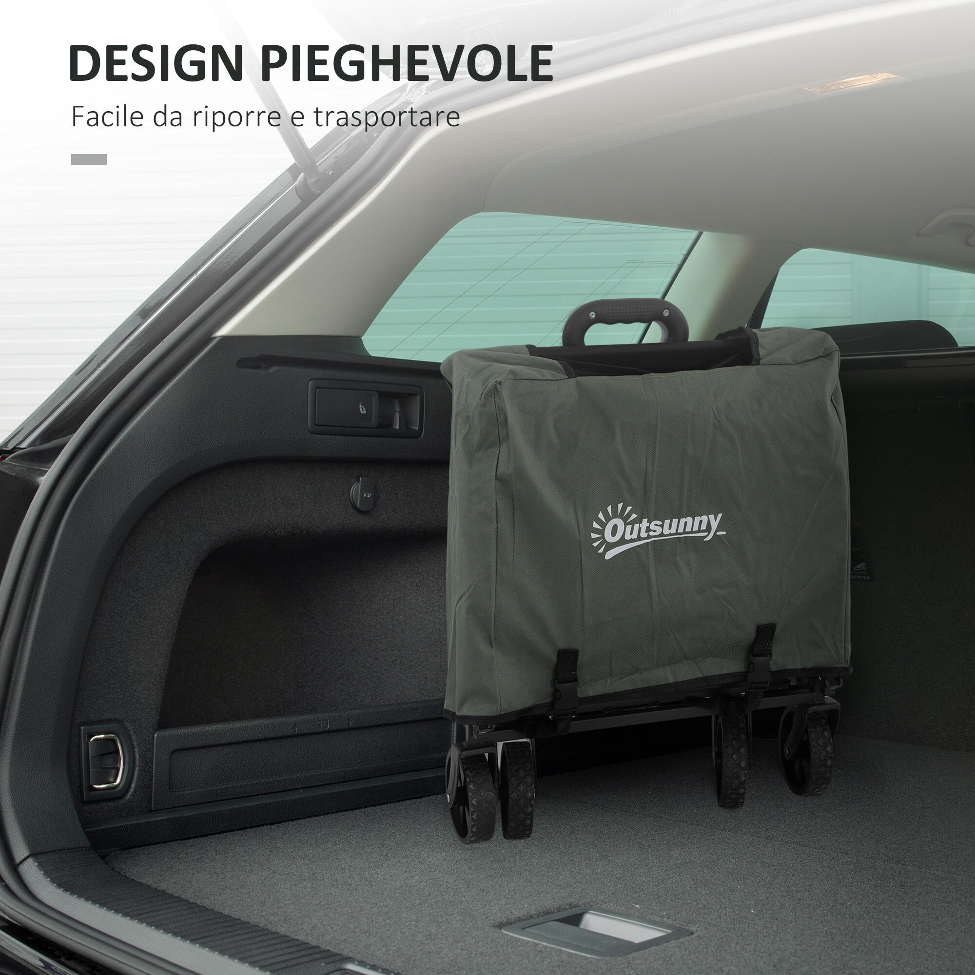 Outsunny Carrello da Esterno da 72L Pieghevole 76x48x65-92 cm Verde 6/7