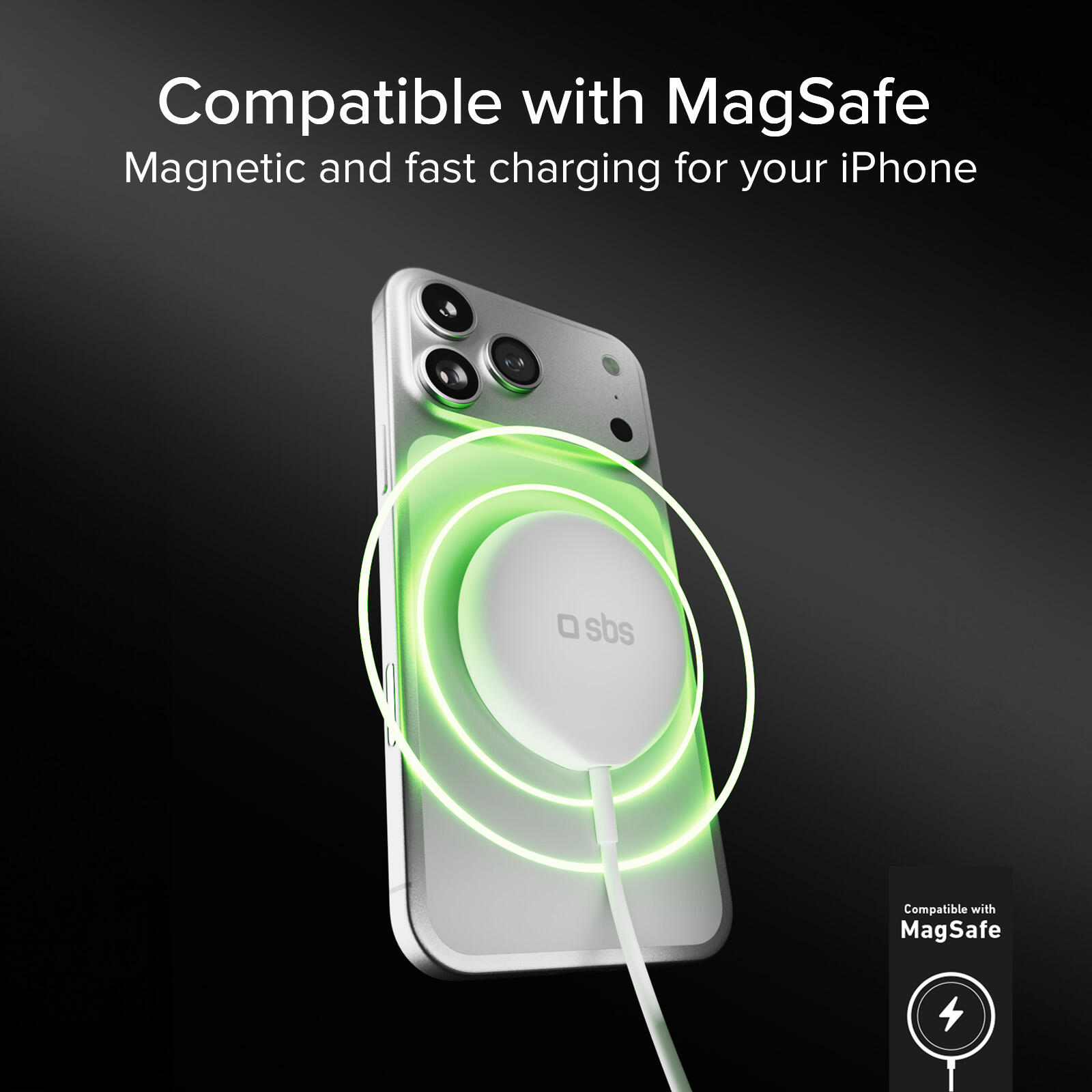 Caricatore wireless compatibile MagSafe Qi2.2 25 W con cavo USB-C integrato 6/7