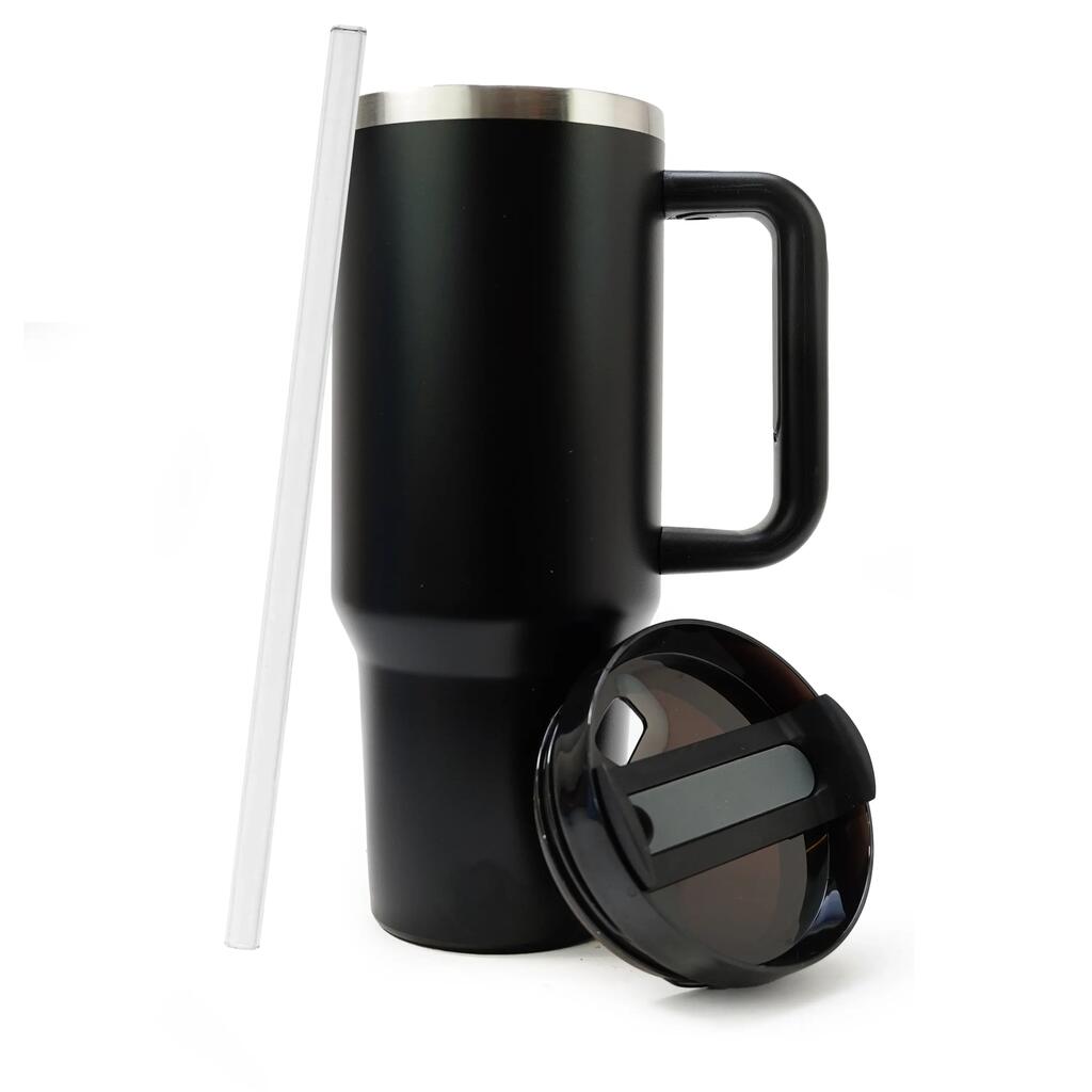 Eurocatch Tumbler 1.2L - Insulated Cup with Handle - Dishwasher Safe - Black