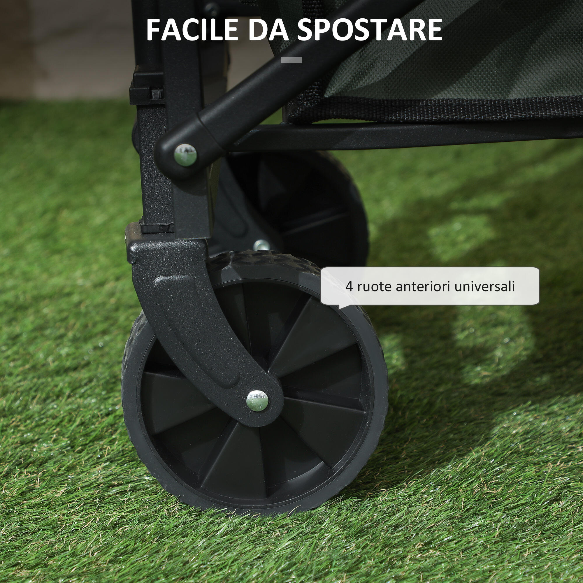 Outsunny Carrello da Esterno da 72L Pieghevole 76x48x65-92 cm Verde 7/7