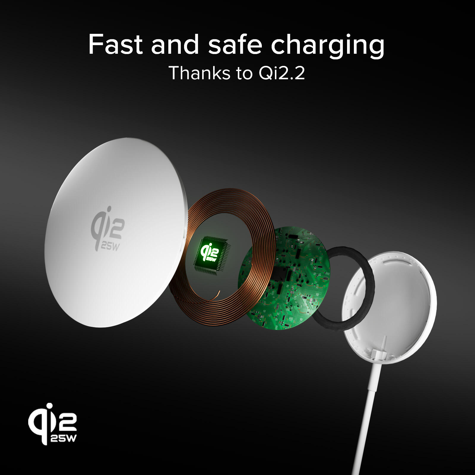 Caricatore wireless compatibile MagSafe Qi2.2 25 W con cavo USB-C integrato 4/7