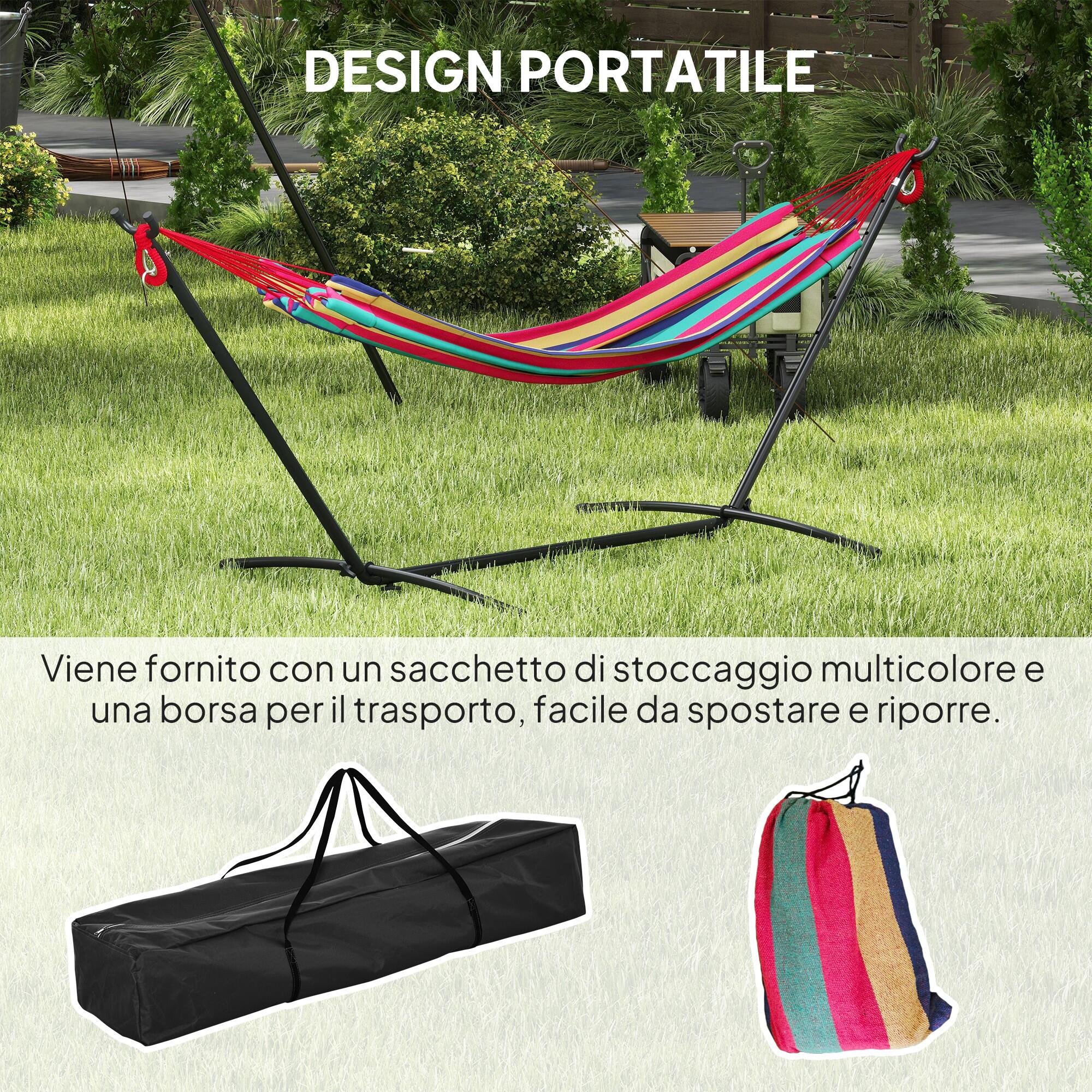 Outsunny Amaca Autoportante con Altezza Regolabile e Borsa di Trasporto Rosso 7/7