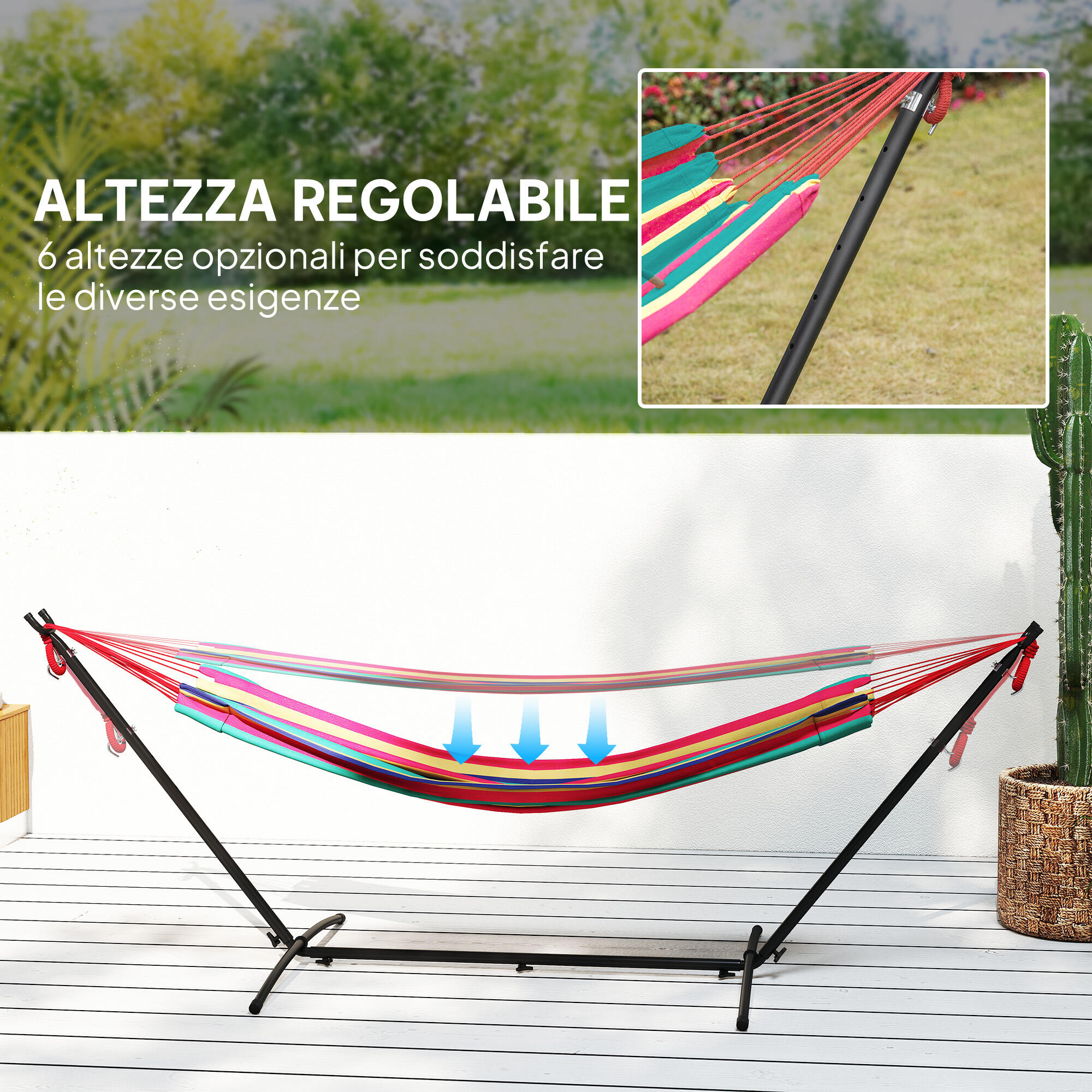 Outsunny Amaca Autoportante con Altezza Regolabile e Borsa di Trasporto Rosso 4/7
