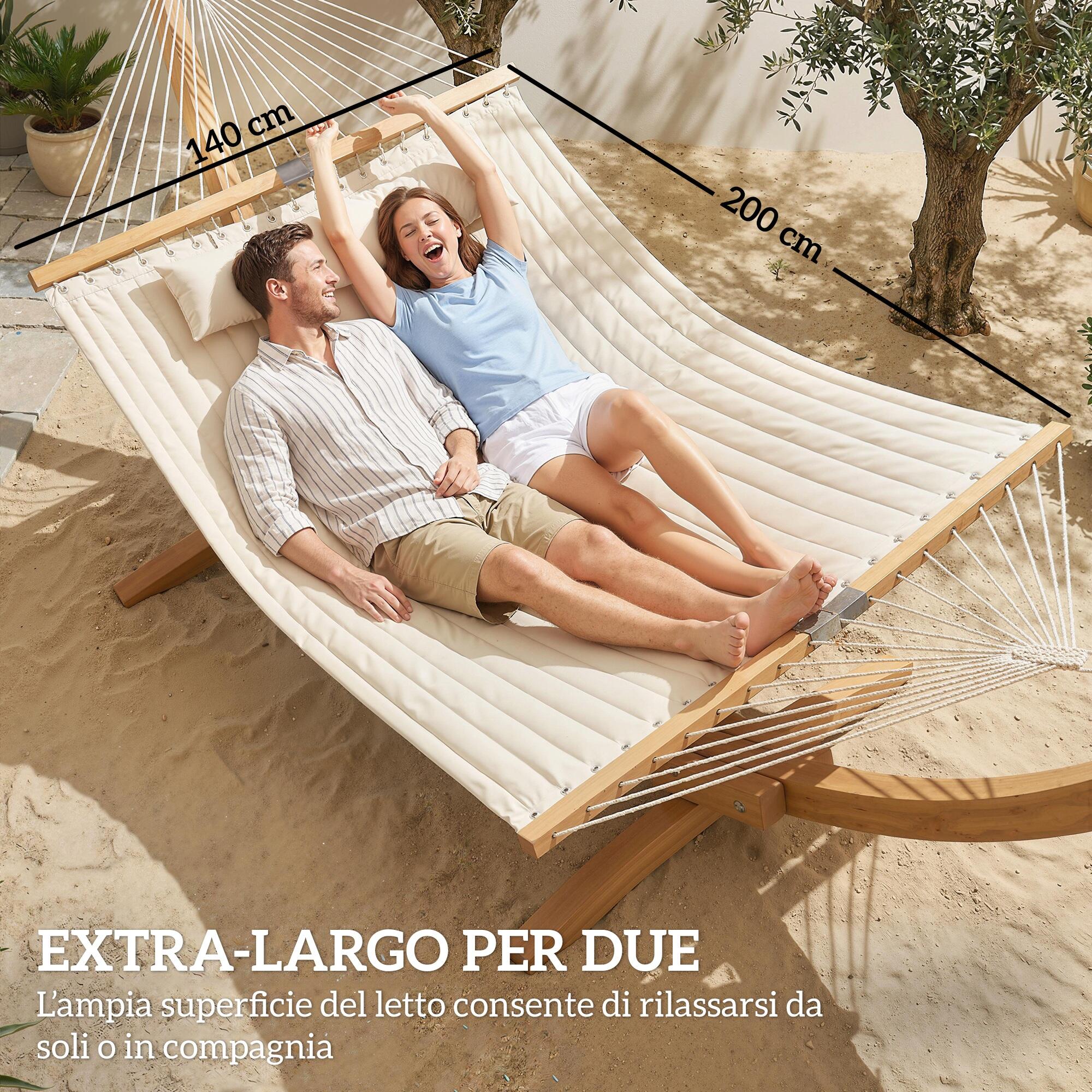 Outsunny Amaca da Esterno Imbottita con Cuscino, 325x140 cm, Bianco Crema 5/7
