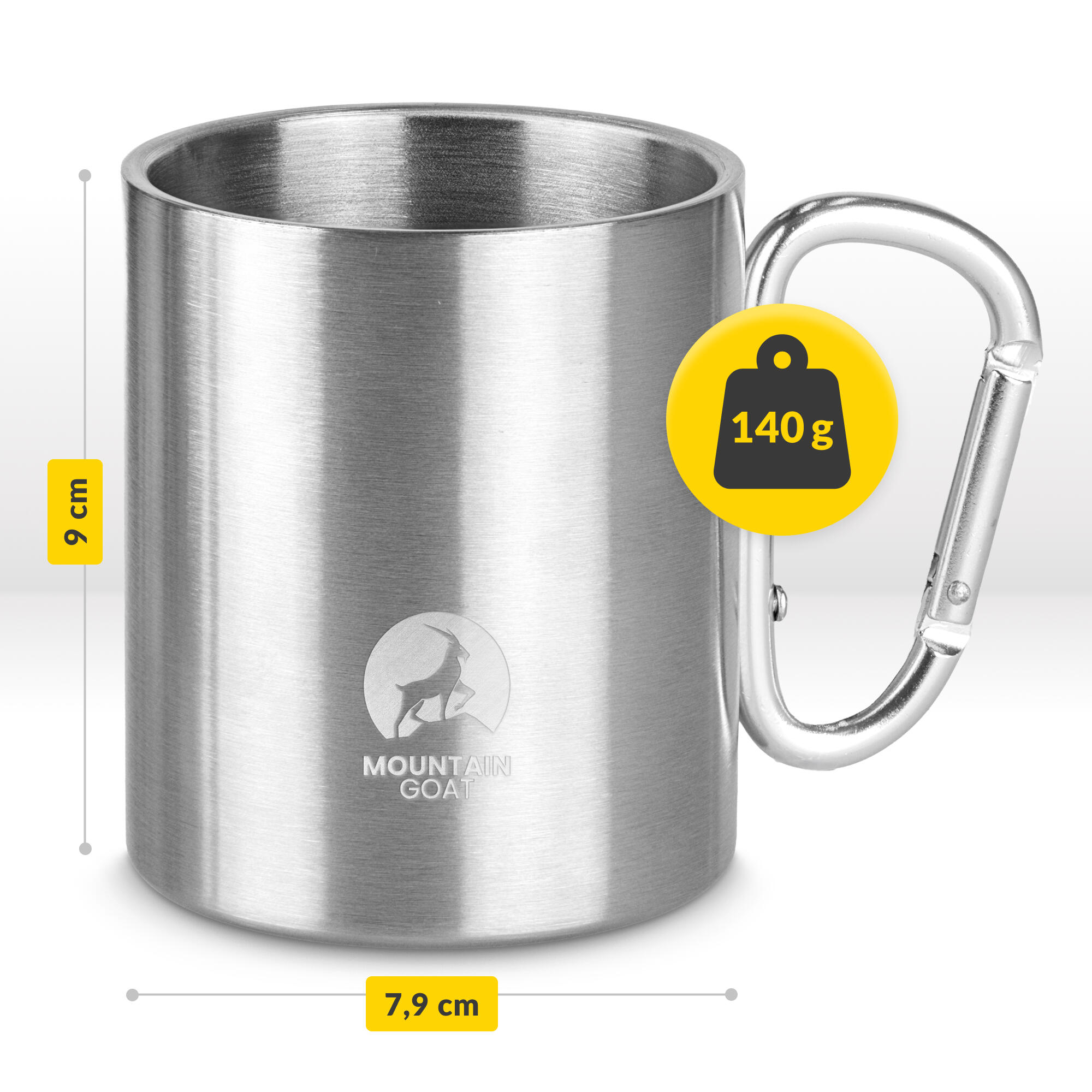 Stalowy kubek turystyczny Mountain Goat z karabińczykiem 350 ml 5/7
