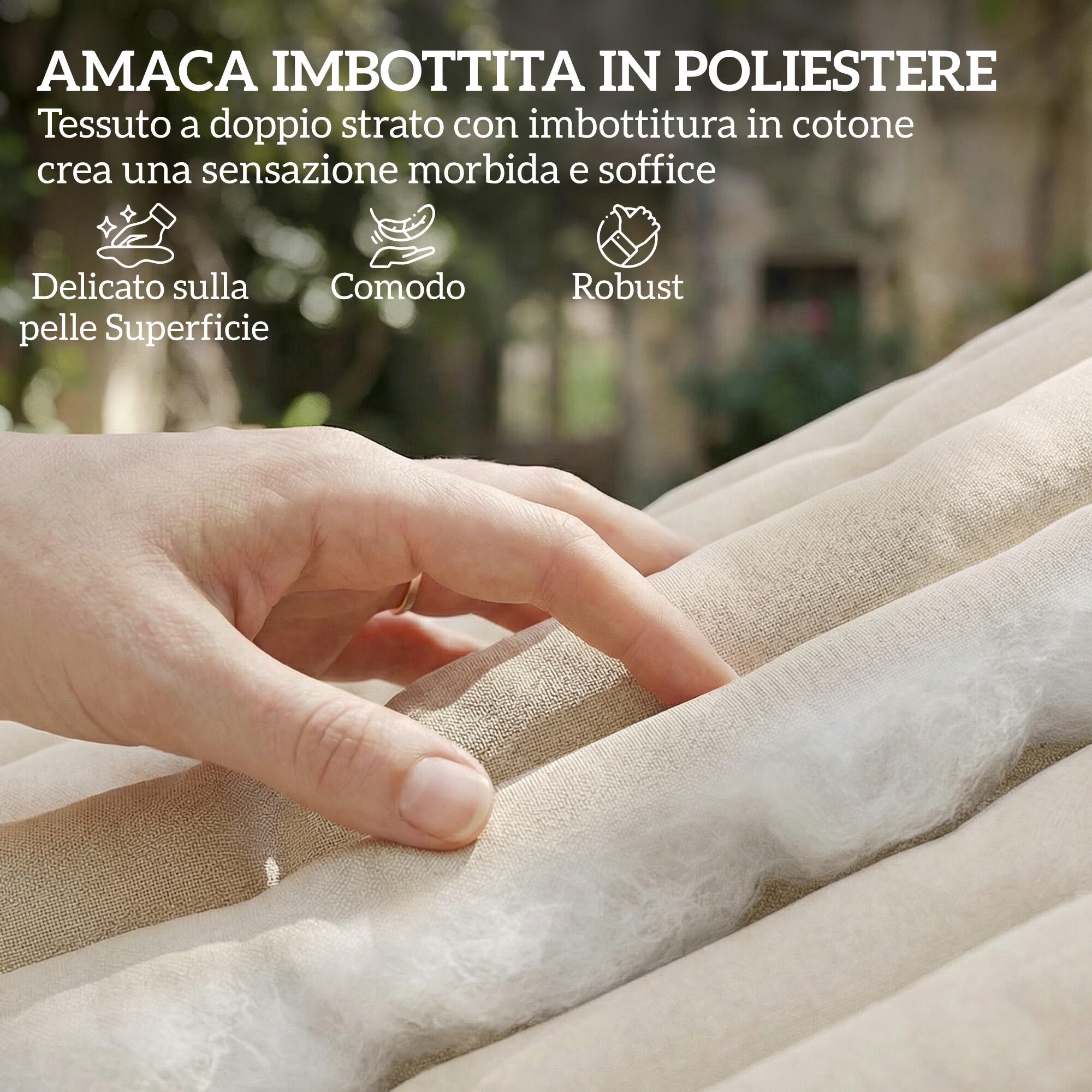 Outsunny Amaca da Esterno Imbottita con Cuscino, 325x140 cm, Bianco Crema 4/7