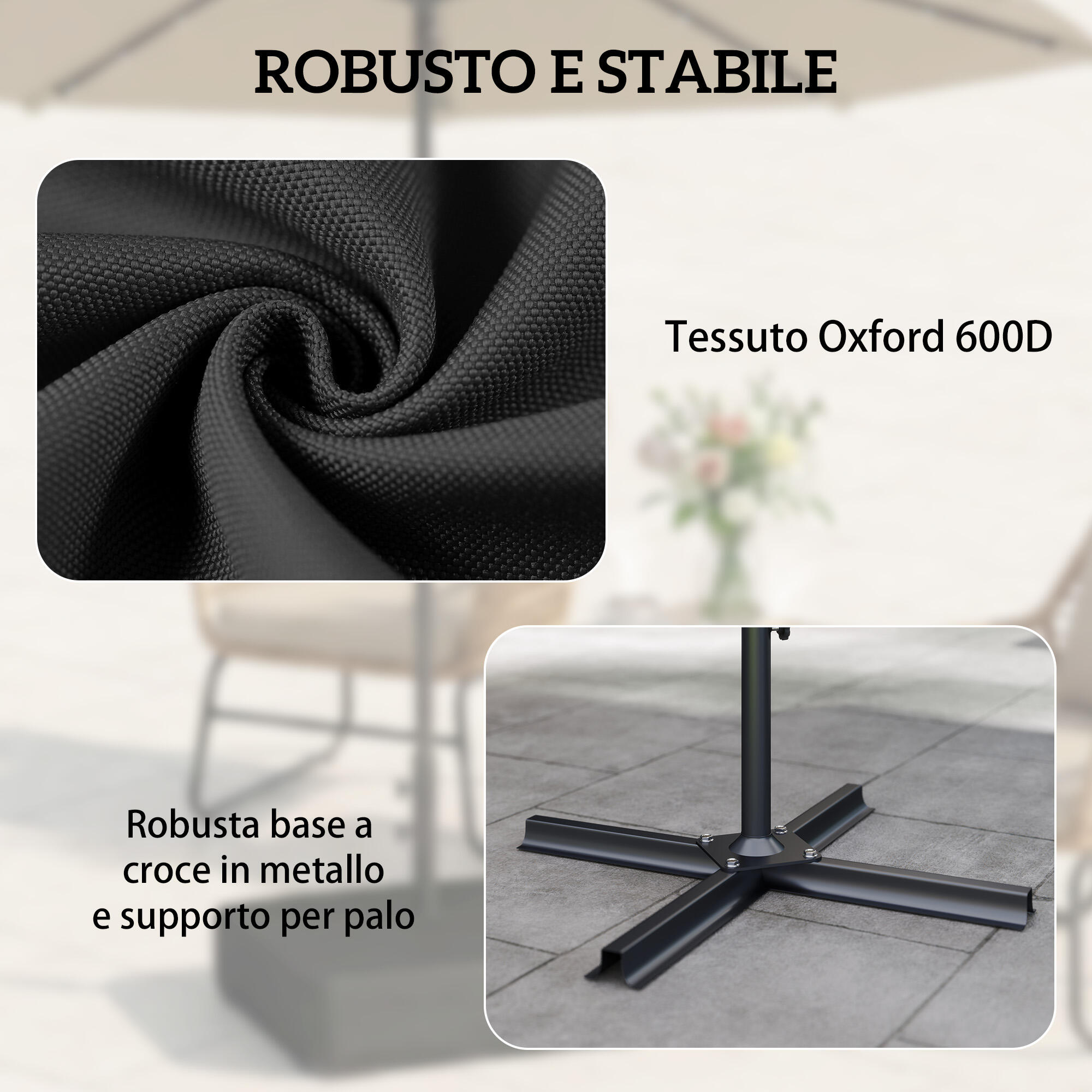 Outsunny Base per Ombrellone a Sbalzo Riempibile 80kg, Nero 6/7