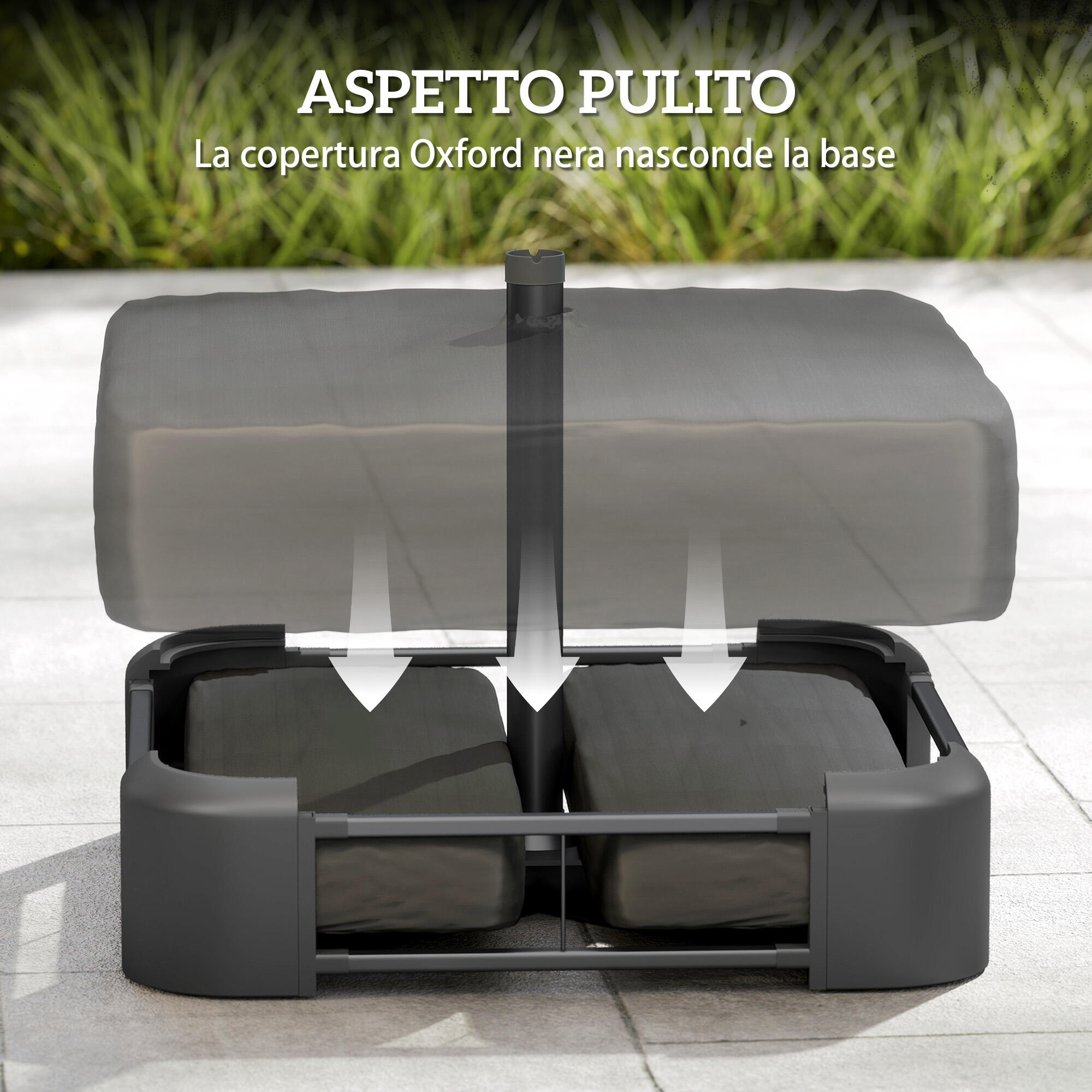 Outsunny Base per Ombrellone a Sbalzo Riempibile 80kg, Nero 7/7