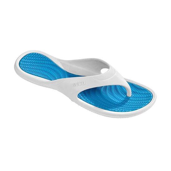 chanclas beco mujer - turquesa y blanco
