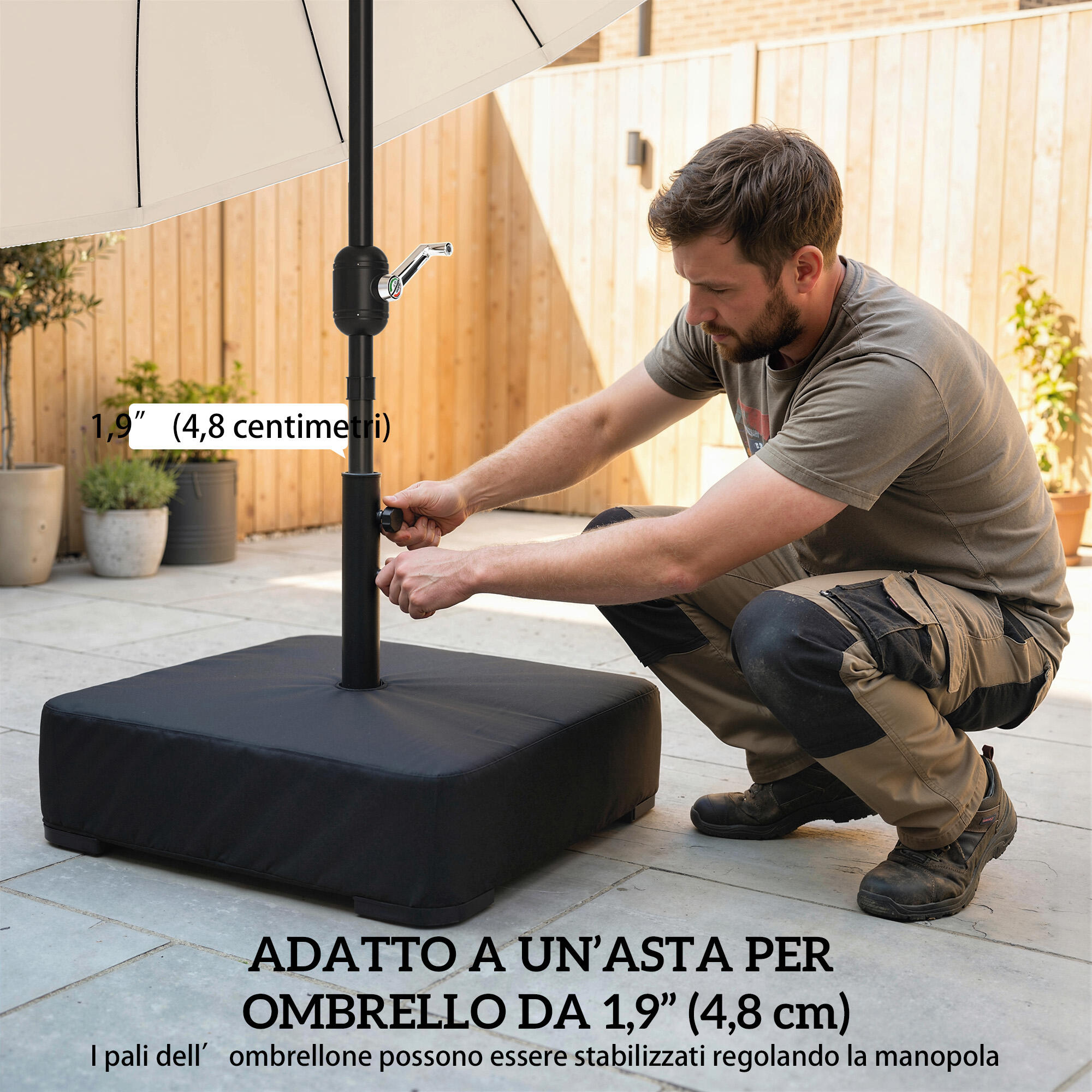 Outsunny Base per Ombrellone a Sbalzo Riempibile 80kg, Nero 5/7